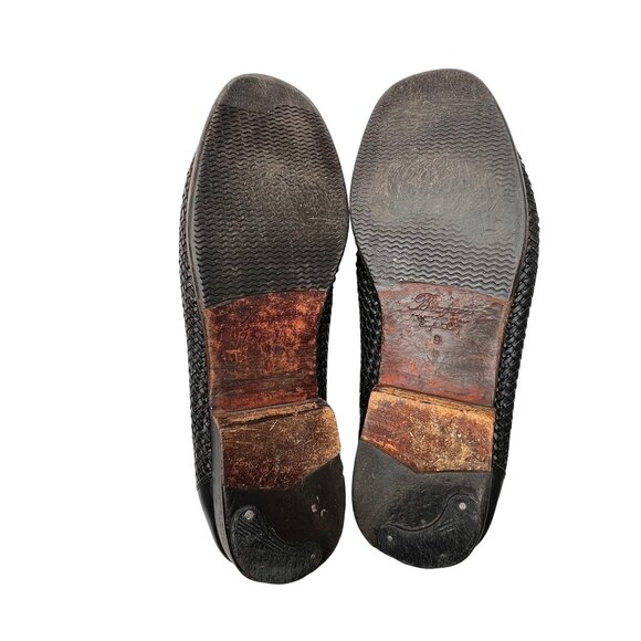 Braganos Men 9 Old Money Loafers Black English Calf Leather Slip On Finely Woven - Picture 10 of 15